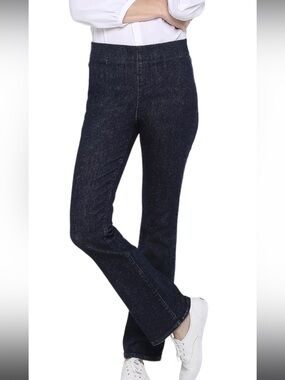 SLIMMING NYDJ Pull On Bootcut Jeans DARK RINSE US Medium TALL Inseam 32” EUC